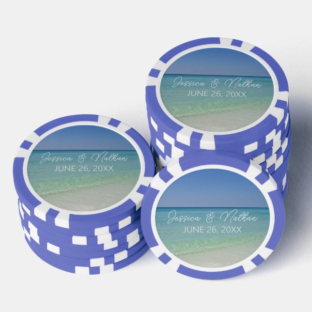  Beautiful Beach Horizon Personalized Wedding Poker Chips (Stack)