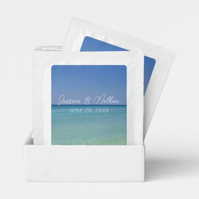  Beautiful Beach Horizon Personalized Wedding Tea Bag Drink Mix (Pair)