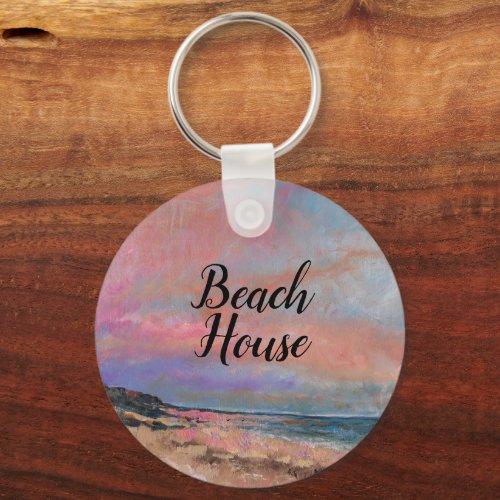 Beautiful Beach House Art Key Chain