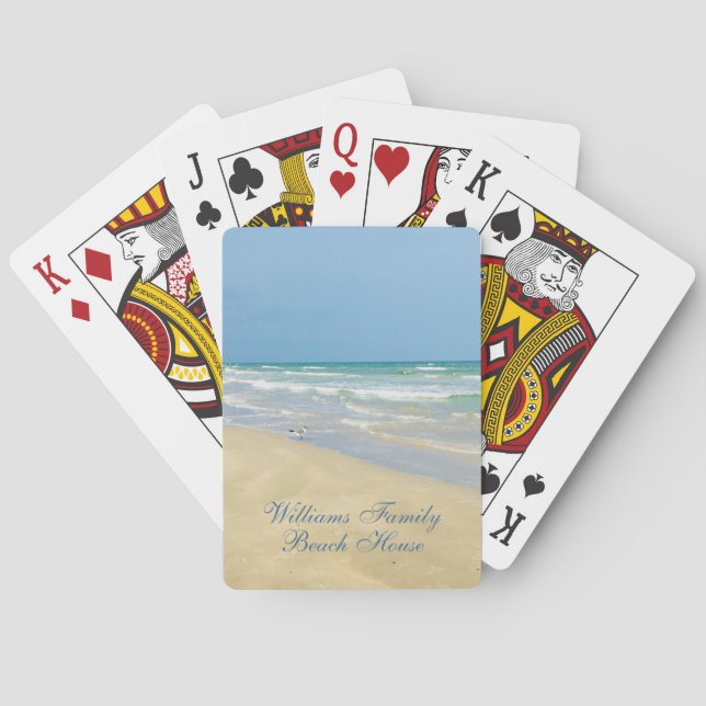 Beautiful Beach House Custom Coastal Photo Seaside Poker Cards (Back)