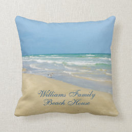 Beautiful Beach House Custom Coastal Photo Seaside Throw Pillow