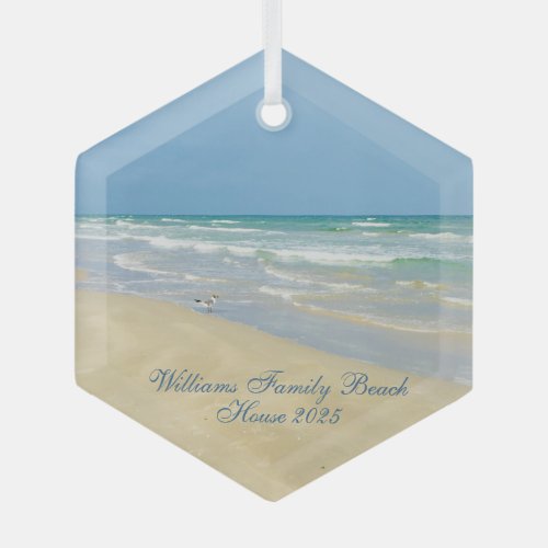 Beautiful Beach House Custom Family Keepsake Gift Glass Ornament