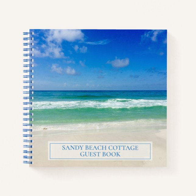 Beautiful Beach House Personalized Guest Notebook (Front)