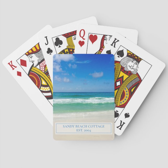 Beautiful Beach House Personalized Guest Poker Cards (Back)