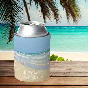 Beautiful Beach House Seashore Family Monogram Can Cooler