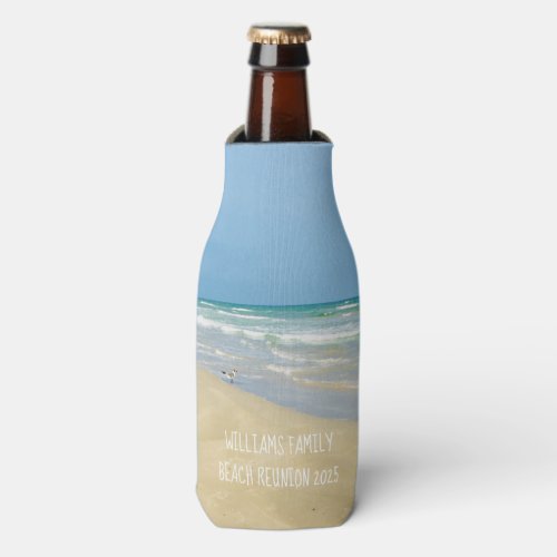 Beautiful Beach House Seaside Family Reunion Party Bottle Cooler