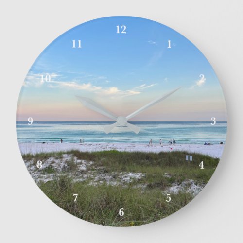 Beautiful Beach House Sunset Photography Large Clock