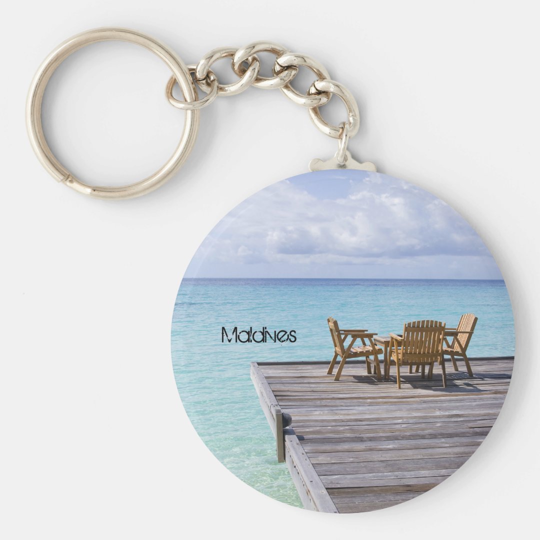 Beautiful beach in maldives keychain | Zazzle