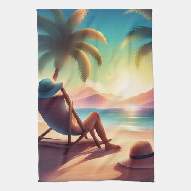 beautiful beach kitchen towel (Vertical)