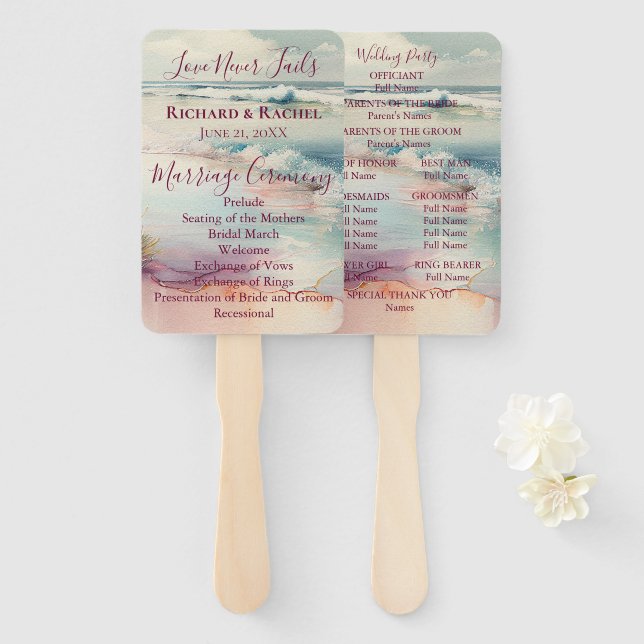 Beautiful Beach Landscape Hand Fan (Front and Back)