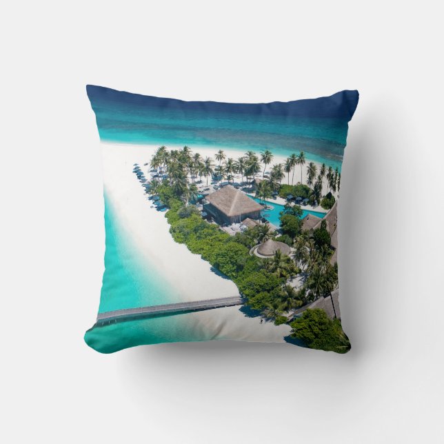 Beautiful Beach Landscape Throw Pillow (Front)