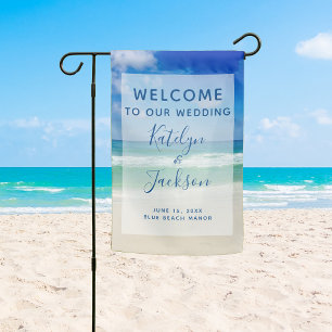 Beautiful Beach Ocean Photography Wedding Welcome Garden Flag