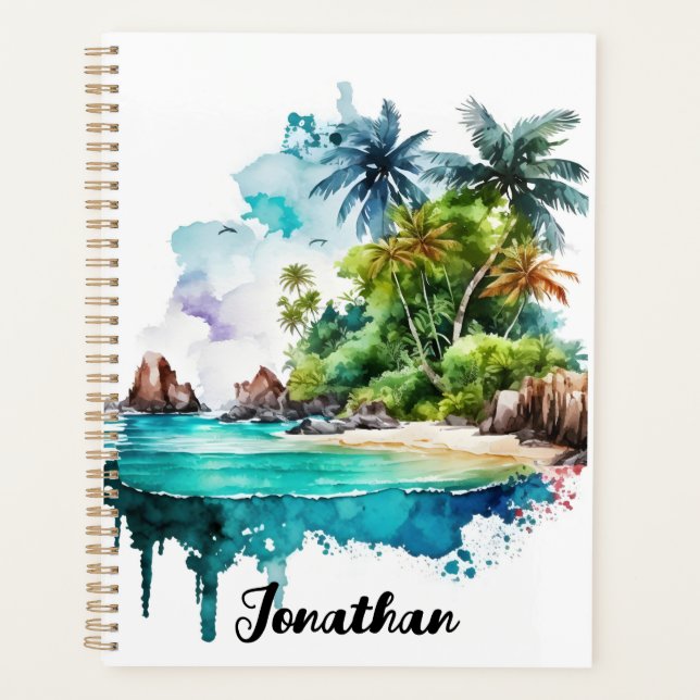 Beautiful Beach Ocean Waves Sand Sea Shells Planner (Front)