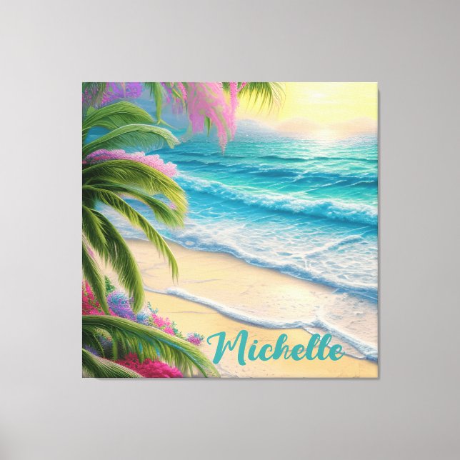Beautiful Beach Ocean Waves Sea Shells Canvas Print (Front)