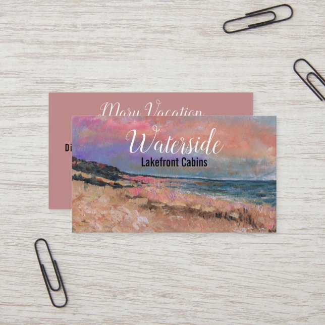 Beautiful Beach Painting Business Card (Front/Back In Situ)