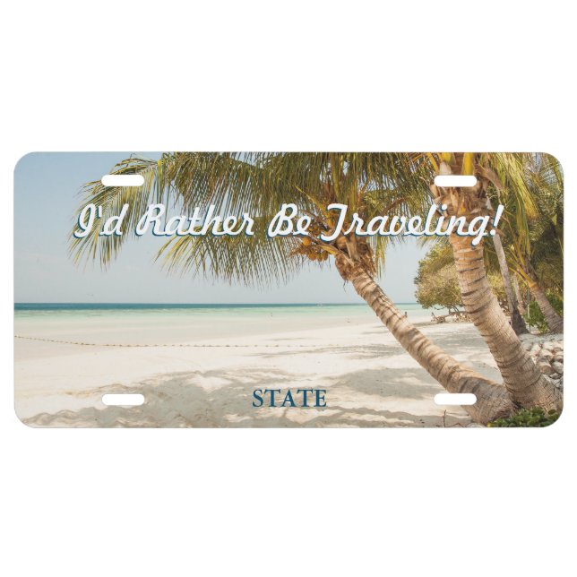 Beautiful Beach & Palm Trees, DIY Message & Photo License Plate (Front)