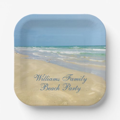 Beautiful Beach Party Custom Ocean Photography Paper Plates