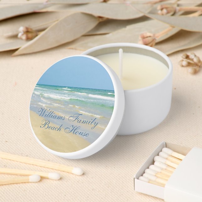 Beautiful Beach Party Personalized Ocean Waves Mini Candle Favors (Insitu)