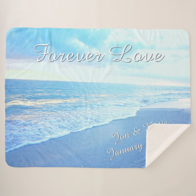 Beautiful Beach Personalized Wedding Throw Blanket (Front (Horizontal))
