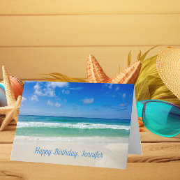 Beautiful Beach Photo Custom Ocean Happy Birthday Card