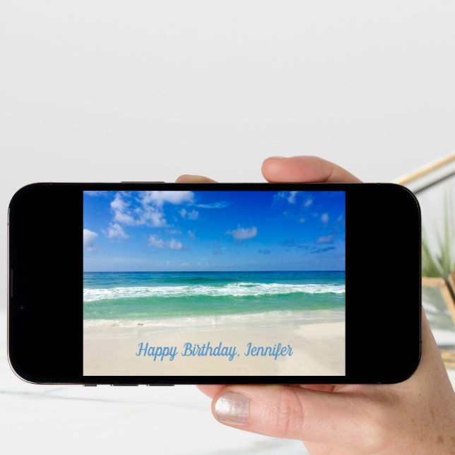Beautiful Beach Photo Custom Ocean Happy Birthday Card (Front Digital)