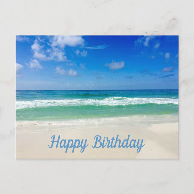 Beautiful Beach Photo Custom Ocean Happy Birthday Postcard | Zazzle