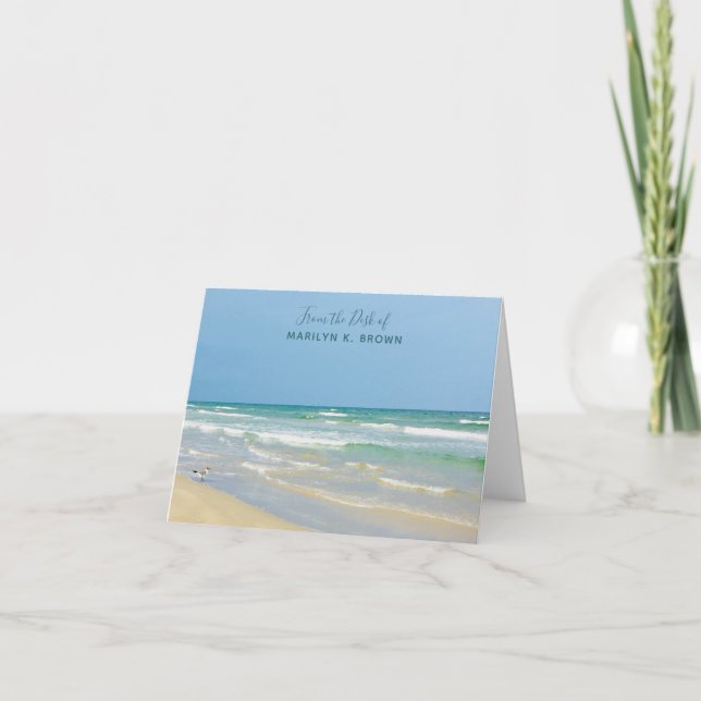 Beautiful Beach Photo Custom Seashore Folded Note Card (Front)