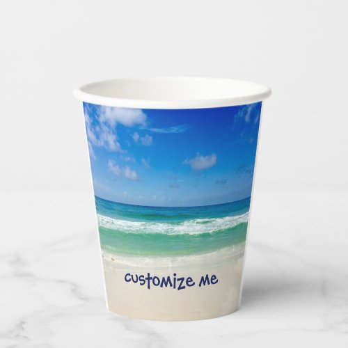 Beautiful Beach Photo Custom Seaside Wedding Party Paper Cups