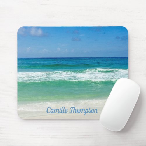 Beautiful Beach Photo Ocean Waves Personalized Mouse Pad