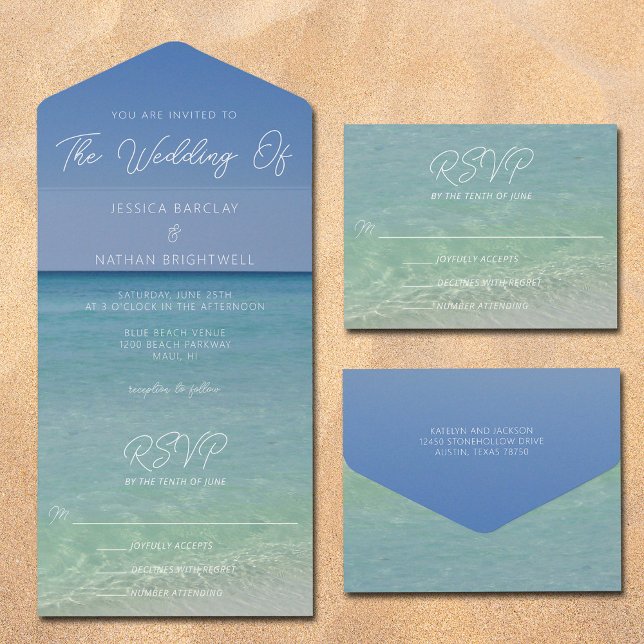 Beautiful Beach Photography Coastal Wedding All In One Invitation (Creator Uploaded)