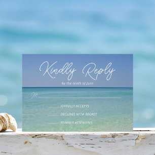 Beautiful Beach Photography Coastal Wedding RSVP Card