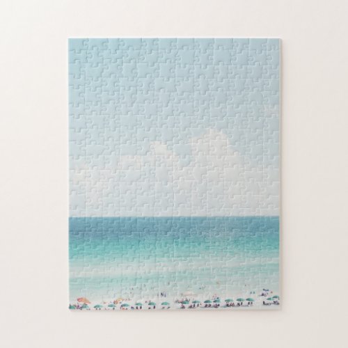 Beautiful Beach Photography Cool Blue Ocean Skies Jigsaw Puzzle
