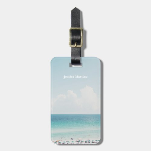 Beautiful Beach Photography Cool Blue Ocean Skies Luggage Tag