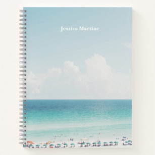 Beautiful Beach Photography Cool Blue Ocean Skies Notebook