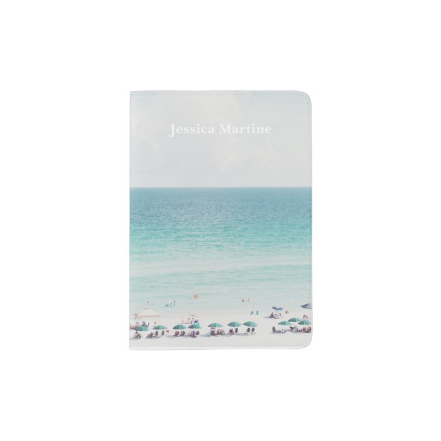 Beautiful Beach Photography Cool Blue Ocean Skies Passport Holder (Front)