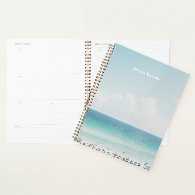 Beautiful Beach Photography Cool Blue Ocean Skies Planner (Display)