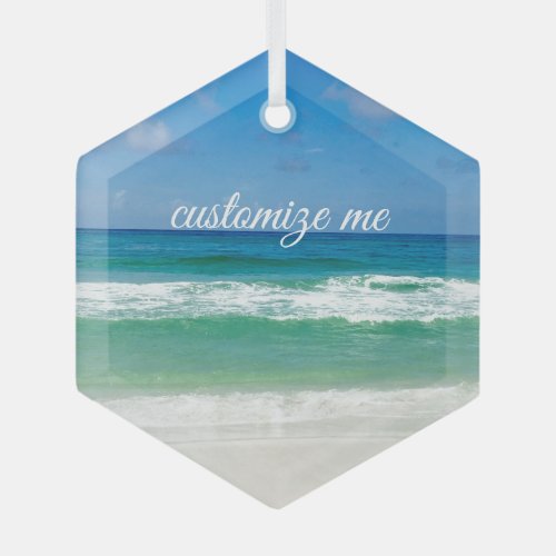 Beautiful Beach Photography Custom Seaside Home Glass Ornament