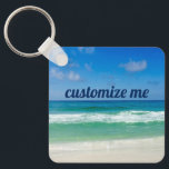 Beautiful Beach Photography Custom Seaside Keychain<br><div class="desc">A beautiful beach photograph taken in the ideal vacation destination of Destin,  Florida. The gorgeous green waters of Sandestin wash up to the sandy seashore underneath serene blue skies to make the perfect scenic vacation gift. Personalize with your name or business.</div>