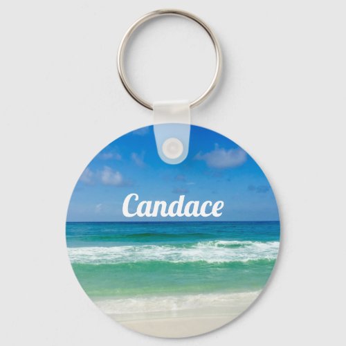 Beautiful Beach Photography Cute Seaside Monogram Keychain