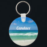 Beautiful Beach Photography Cute Seaside Monogram Keychain<br><div class="desc">A beautiful beach photograph taken in the ideal vacation destination of Destin,  Florida. The gorgeous green waters of Sandestin wash up to the sandy seashore underneath serene blue skies to make the perfect scenic vacation gift. Personalize with your name or business in white.</div>