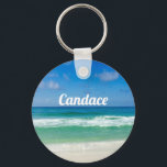 Beautiful Beach Photography Cute Seaside Monogram Keychain<br><div class="desc">A beautiful beach photograph taken in the ideal vacation destination of Destin,  Florida. The gorgeous green waters of Sandestin wash up to the sandy seashore underneath serene blue skies to make the perfect scenic vacation gift. Personalize with your name or business in white.</div>