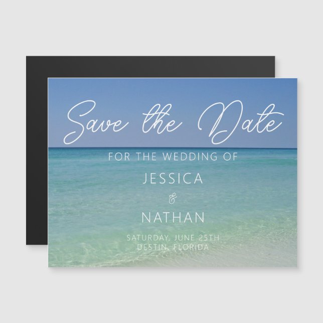 Beautiful Beach Photography Magnetic Save the Date (Front/Back)