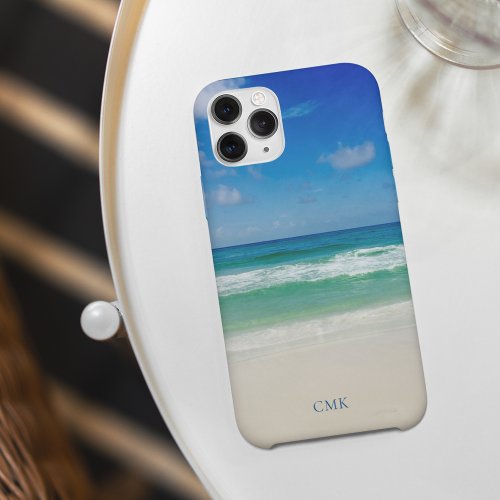 Beautiful Beach Photography Ocean Seaside Monogram iPhone 14 Case