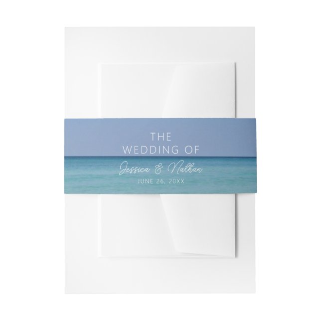  Beautiful Beach Photography Personalized Wedding Invitation Belly Band (Front Example)