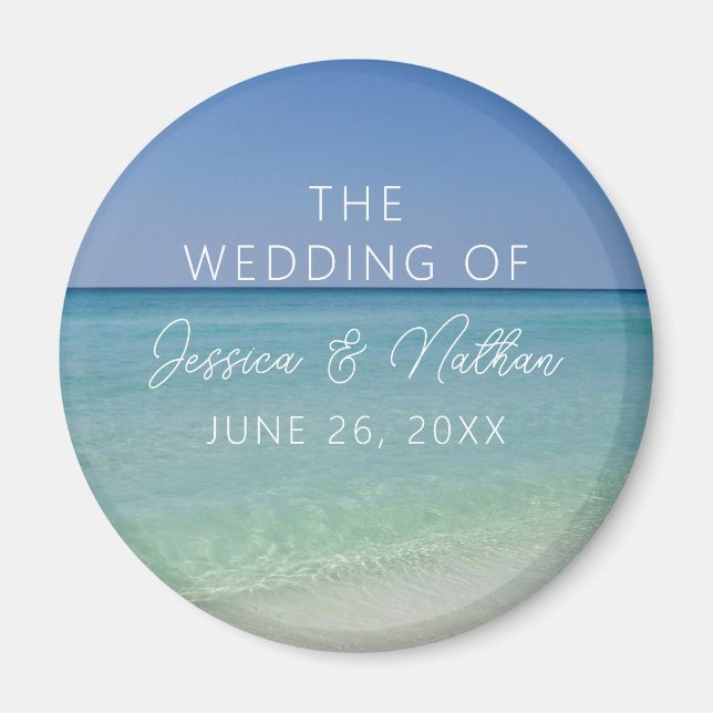  Beautiful Beach Photography Personalized Wedding Magnet (Front)
