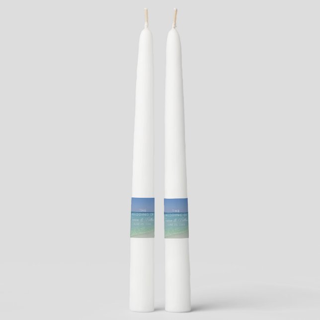  Beautiful Beach Photography Personalized Wedding Taper Candle (Front)