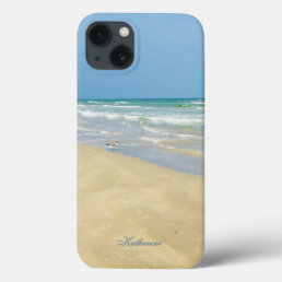 Beautiful Beach Photography Sandpiper Monogram iPhone 13 Case