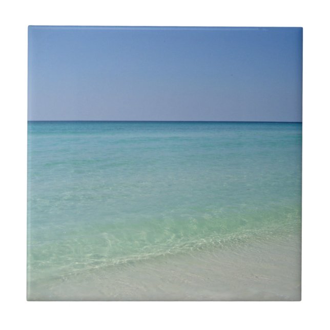 Beautiful Beach Photography Seaside Blue Green Ceramic Tile (Front)