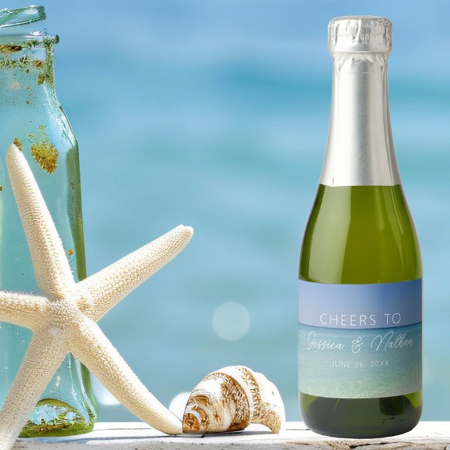 Beautiful Beach Photography Wedding Custom Mini Sparkling Wine Label (Creator Uploaded)