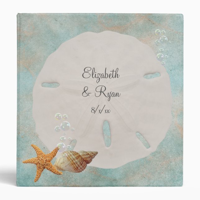 Beautiful Beach, Sand Dollar, Shells, Custom 3 Ring Binder (Front)